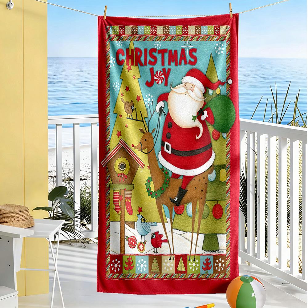 Christmas Beach Towel High Absorbency & Quick-Dry Comfortable Lightweight Portable for Swimming,Beach,Camping, Travel, Beach Accessories,Gym