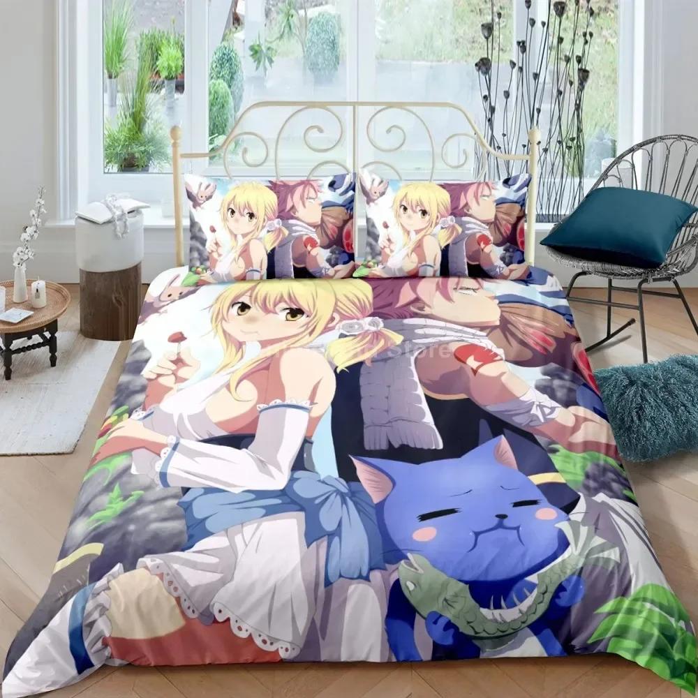 Fairy Tail Bedding Set Duvet Cover Quilt Duvet Cover Sets Home Decor Twin Single Queen King Size Fashion Gift Cartoon