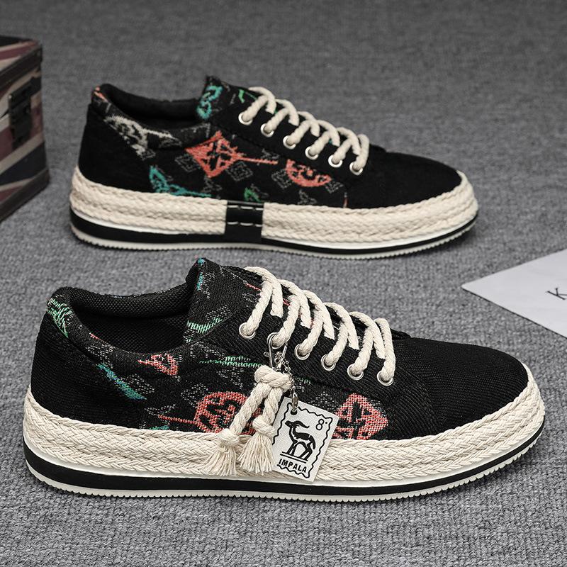 Мужские парусиновые туфли, уличные кроссовки, модные туфли на шнуровке, плоская подошва, дышащие мужские вулканизированные туфли, ручная работа, легкая повседневная обувь