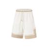 Li Ning Wade Series Spliced Mid Waist Drawstring Straight Leg Sports Shorts Men Shorts Off-White Brown AAPU061-3