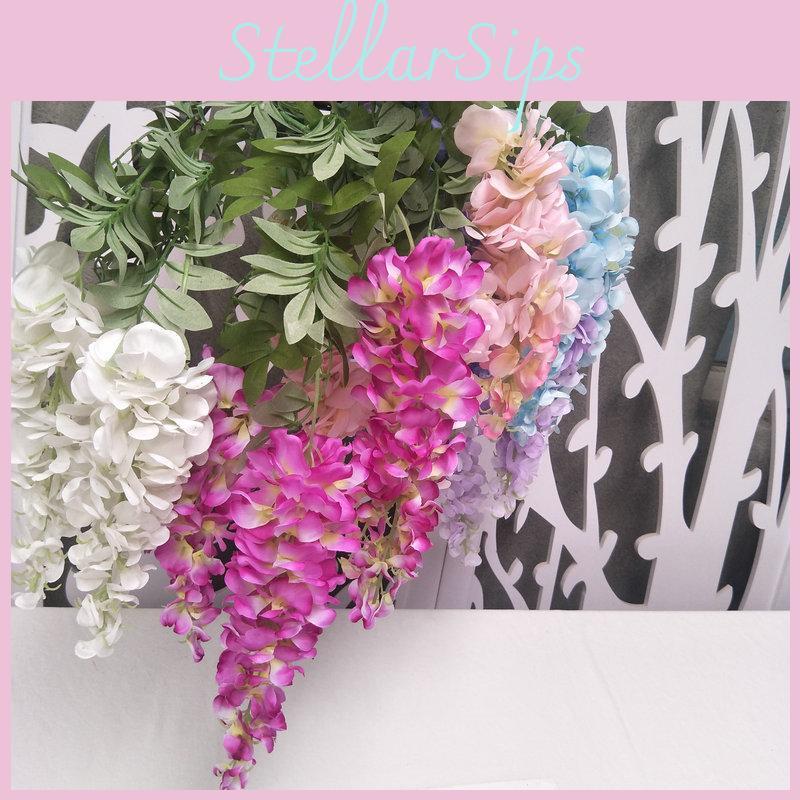 Искусственные глицинии фиолетового цвета для свадебного декора и потолочных композиций для мероприятий