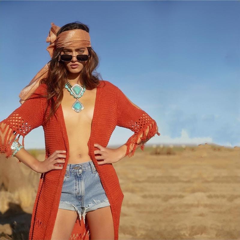 Пляжная вязаная туника для купальника 2022