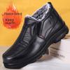 Men's Winter Waterproof Leather Snow Boots - Thick, Warm Polyurethane Cotton, Ideal for Elderly In Northeast.