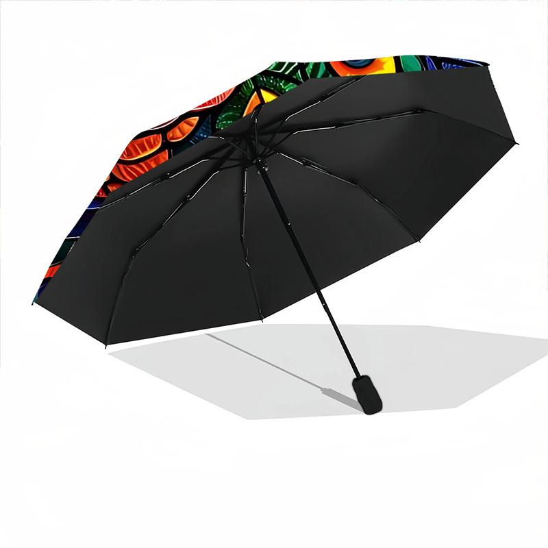 1pc Peacock StainedGlass Compact Travel Umbrella, Automatic Folding Lightweight Windproof 8-Bone Reinforced Design,012141