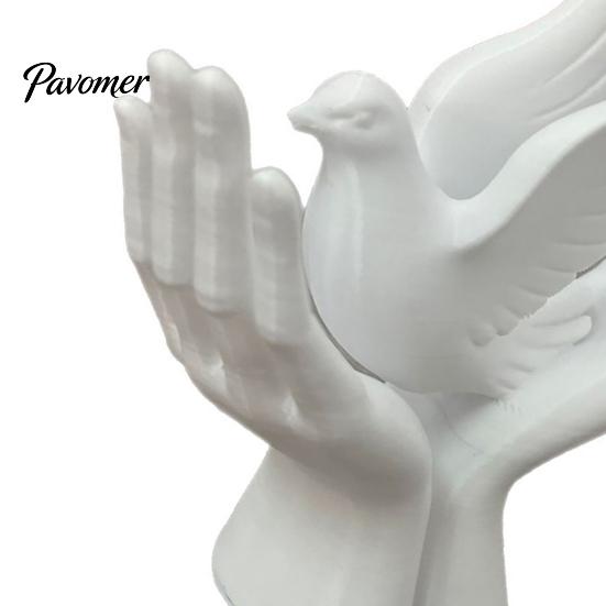 Housewarming Gift 3D Printed Peace Pigeon on Hands Ornament, Minimalist Statue, Decorative Desktop Art Ornament Hand Sculpture with Stable Base