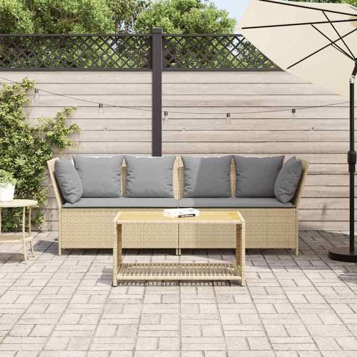VidaXL Garden Sofa with Beige Cushions Braided Resin, Outdoor Sofa, Garden Loveseat, Outdoor Furniture, 4104126