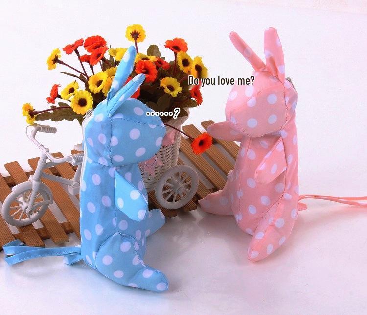 Новый зонт от солнца и дождя складной с мультяшным кроликом и в горошек