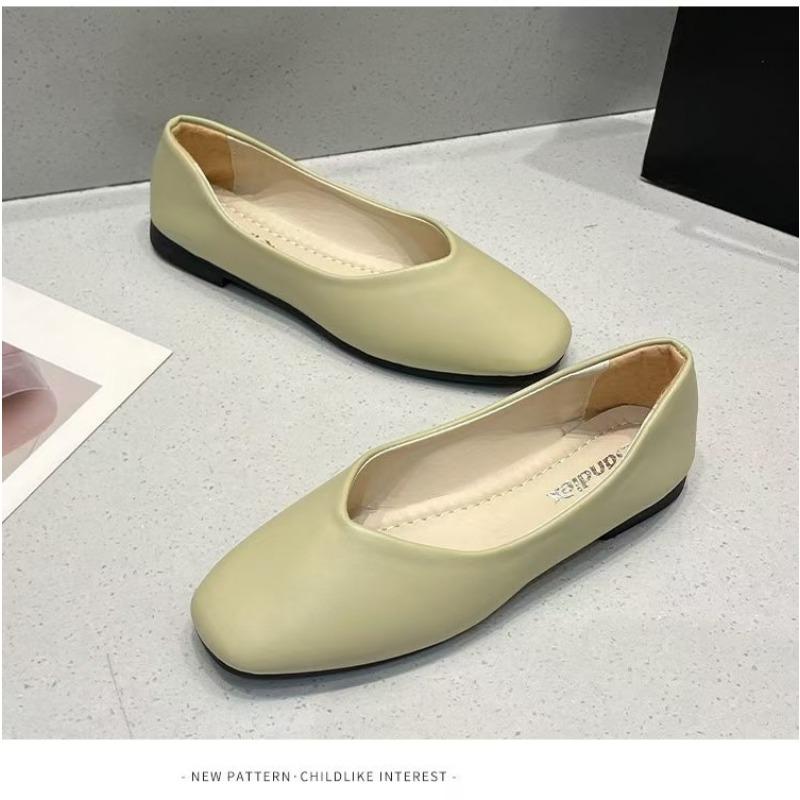 Large Size Square Toe Flat Shoes Women's Singles Shoes Women's Shallow Mouth Professional Women's Shoes Soft Soled Shoes