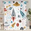 2 шт. занавесок с изображением космического корабля из мультфильма Rocketprinting из полиэстера, подходят для спальни, гостиной, кабинета, не нарушают конфиденциальность