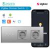BSEED Умные сенсорные диммерные выключатели Zigbee Управление через приложение Tuya Smart Life С обычными розетками Стеклянная панель Серый, стандарт ЕС