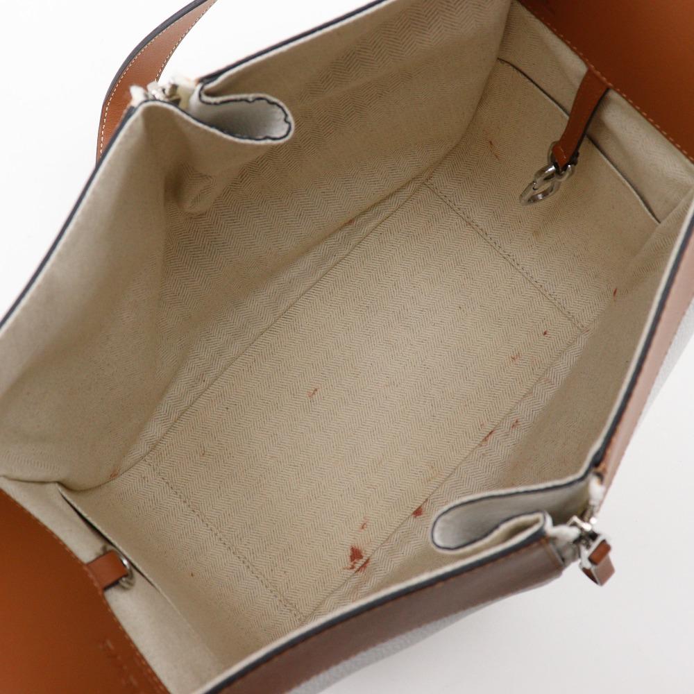 Loewe Гамак Маленькая Сумка 2WAY Плечевая Коричневый / Белый Телячья Кожа Женская Б/У