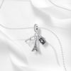 Creative 925 Silver Eiffel Tower Gold Heart Double Charm Fit DlY Bracelet Necklaces Women's Dating Jewelry Accessories