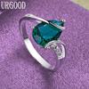 Кольцо из стерлингового серебра 925 пробы с зеленым цирконом ААА, модные ювелирные изделия, подарок для вечеринки
