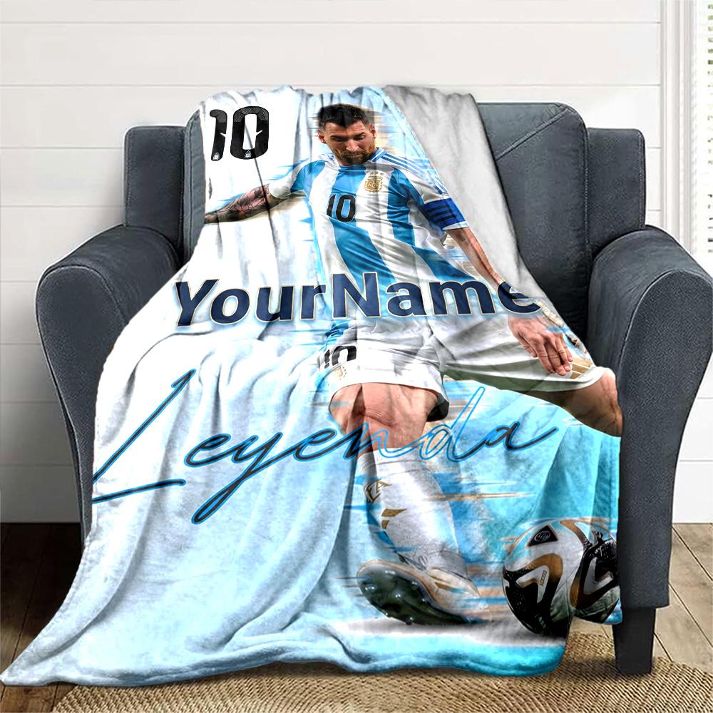 Messi Customize Text Blanket Gift Customizable Blanket Warmthful Decor Suitable for Sofa Couch Office Bed for All Occasions Gifts For Family Or Friend