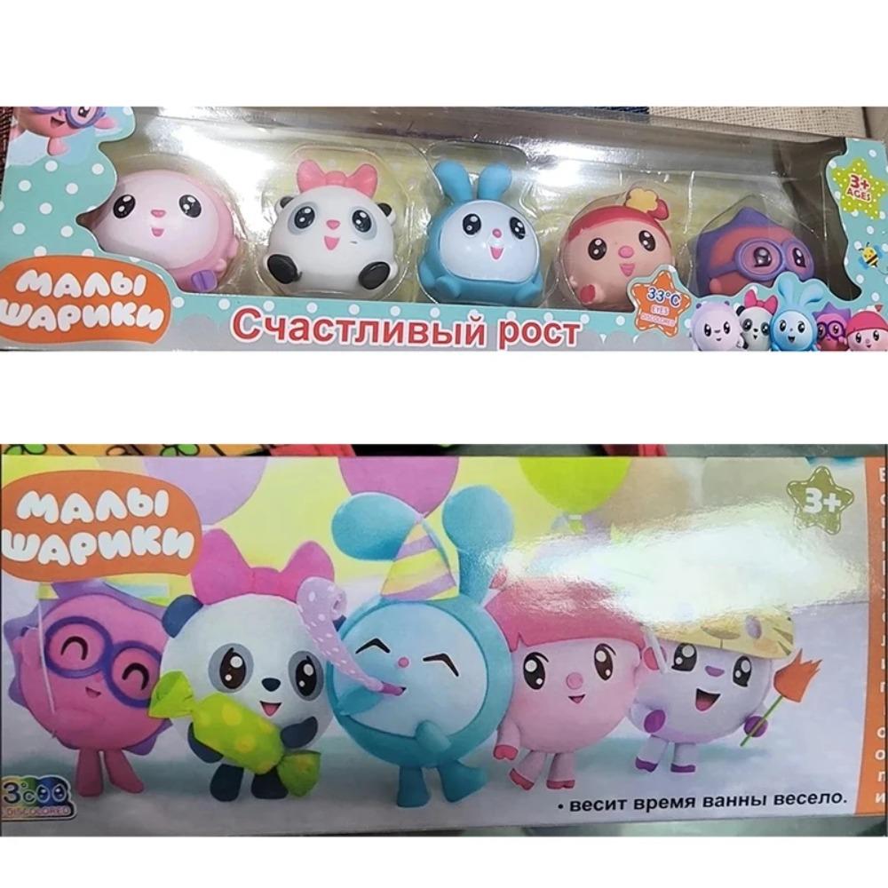 Набор из 5 шт. Фигурки Babyriki Baby Riki Смешарик Модель из ПВХ Игрушки Мультяшная Фигурка Кролик ПВХ Куклы Украшение Фигурка Подарки