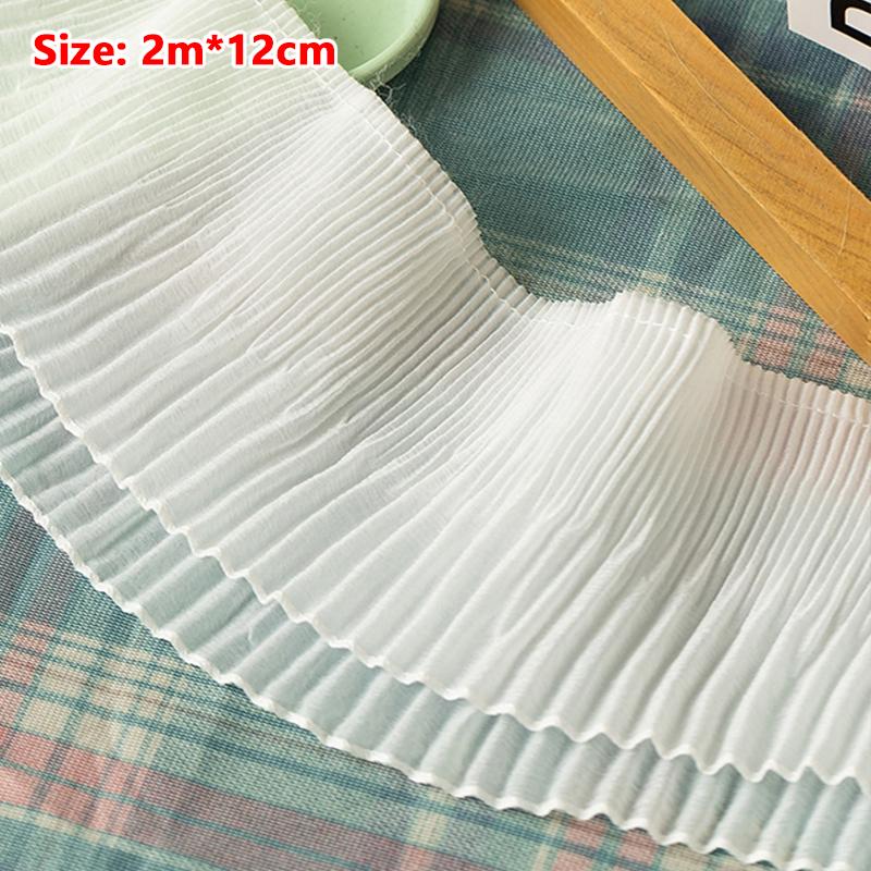 2М Шифоновая Плиссированная Кружевная Ткань Бахрома 9/10/12СМ Лента Отделка Для Шитья Рукоделия Аксессуары Юбки Одежда DIY Поделки