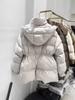 Зимняя новая женская куртка-пуховик средней и длинной длины, утолщенная, модная, свободная, белая, утиная, тонкая, пальто прилив