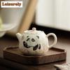 158 мл Сливочный Дин Килн Панда Играет с Бабочкой Чайник Японский Заварочный Чайник Чайник для Заваривания Чая с Фильтром Чайный Сервиз Украшение
