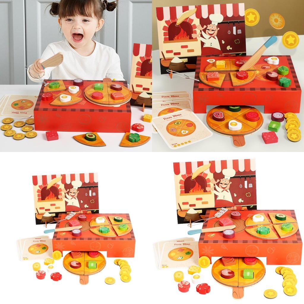 Wooden Simulation Pizza Making Children Toy Set For Toddlers And Kids