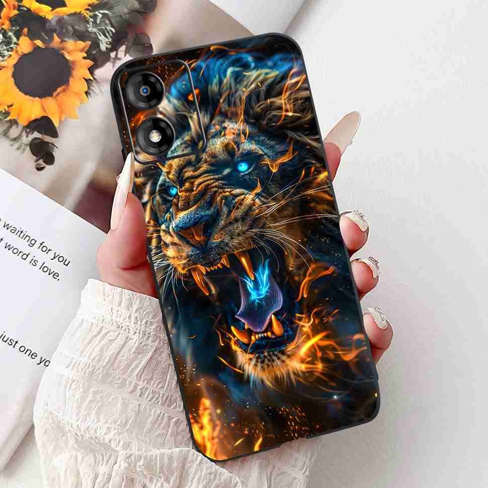 For Motorola Moto E13 4G 6.5" Case New Design Butterfly Tiger Soft Silicone TPU Black Cover For MOTO E13 MotoE13 4G Phone Shell