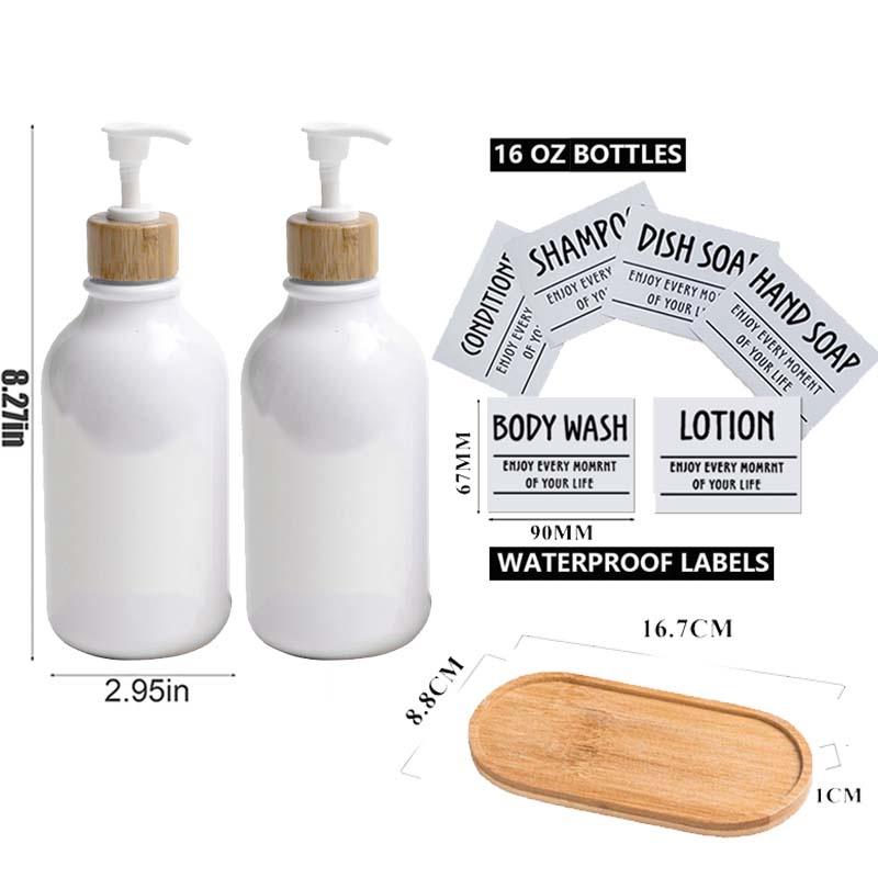 Дозатор для мыла на 500 мл, бамбуковый насос и лоток для мыла, набор дозаторов для мыла, дозатор мыла для рук, дозатор лосьона с 6 этикетками