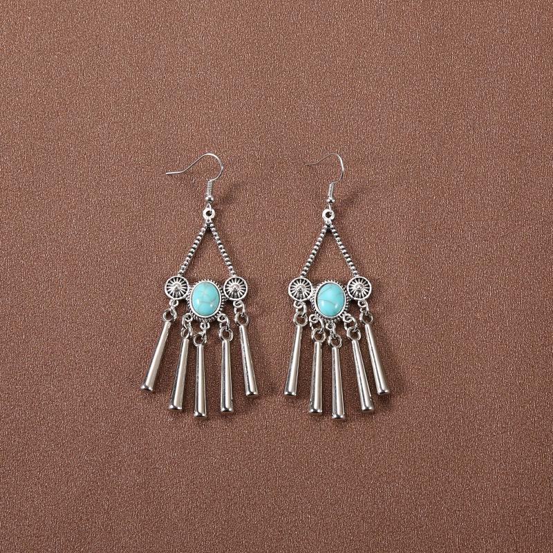 Серьги-кисточки в китайском дворцовом стиле в стиле ретро: Этнические тибетские серебряные украшения Ханфу