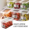 Refrigerator Organizer Transparent Food Box with Handle Lid Food-Grade Fridge Organizer Storage Bin for Fruits Vegetables Salads