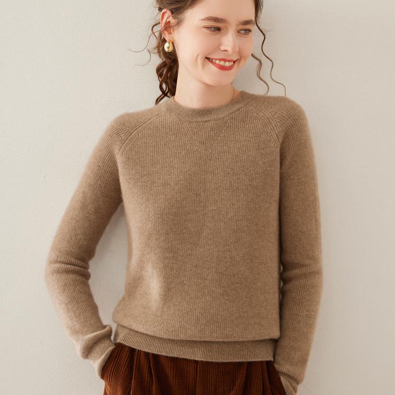 Осенне-зимний стиль Слиток Игла Круглый вырез Кашемировый свитер для женщин Ленивый теплый свитер Модный и универсальный базовый свитер