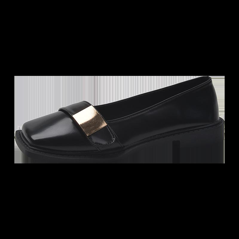 Ретро британский стиль одиночные туфли с металлической пряжкой 2025 новые квадратные туфли с мягкой подошвой удобные женские туфли с одной педалью маленькие кожаные туфли