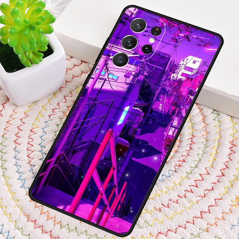 Силиконовый чехол для телефона Samsung Galaxy note 10 pro S26 S25 S24 S23 S22 S21 Plus S25Ultra с изображением Неоновой деревни, бани, ночи. Чехол-обложка