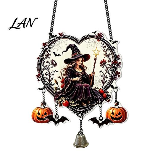 Festival Hanging Pieces Halloween Acrylic Love Heart Wreath Ornament, Cartoon Owl Ghost Witch Party Props Skeleton Decor, Festive Decoration