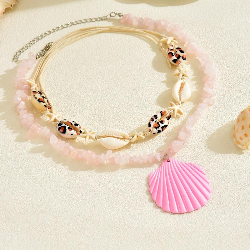 Богемное ожерелье из натуральной гальки, простое модное ожерелье с подвеской из морской раковины, женское