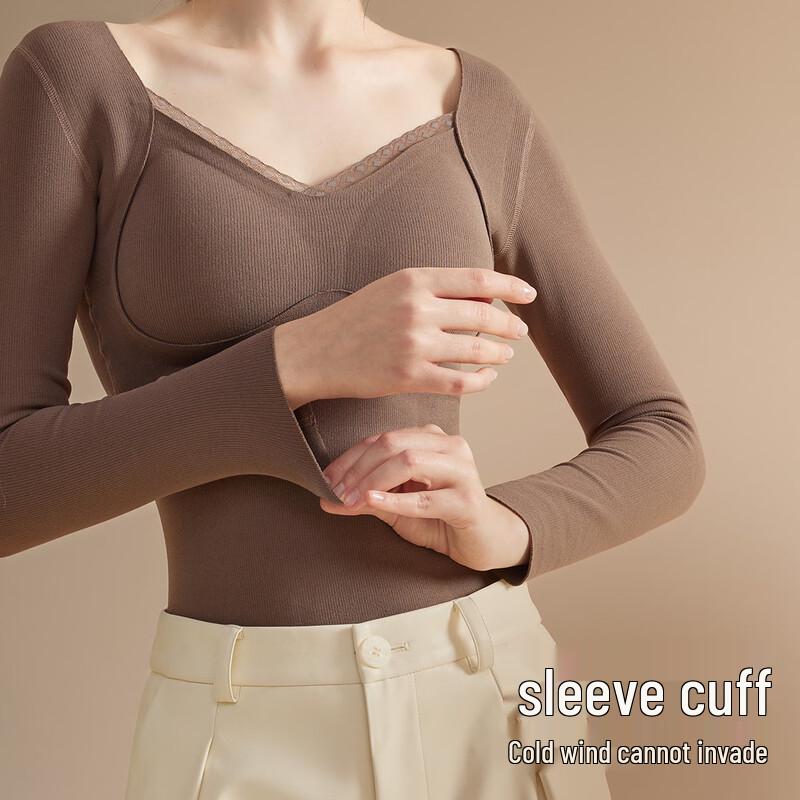 Женский плюшевый термотоп MaoRen со встроенным бюстгальтером