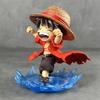 16 см Фигурка Луффи из One Piece в детстве Стиль Shuiyue Смеющееся выражение Синяя вода Эффектная подставка ПВХ Аниме Декор для стола Подарок для фаната