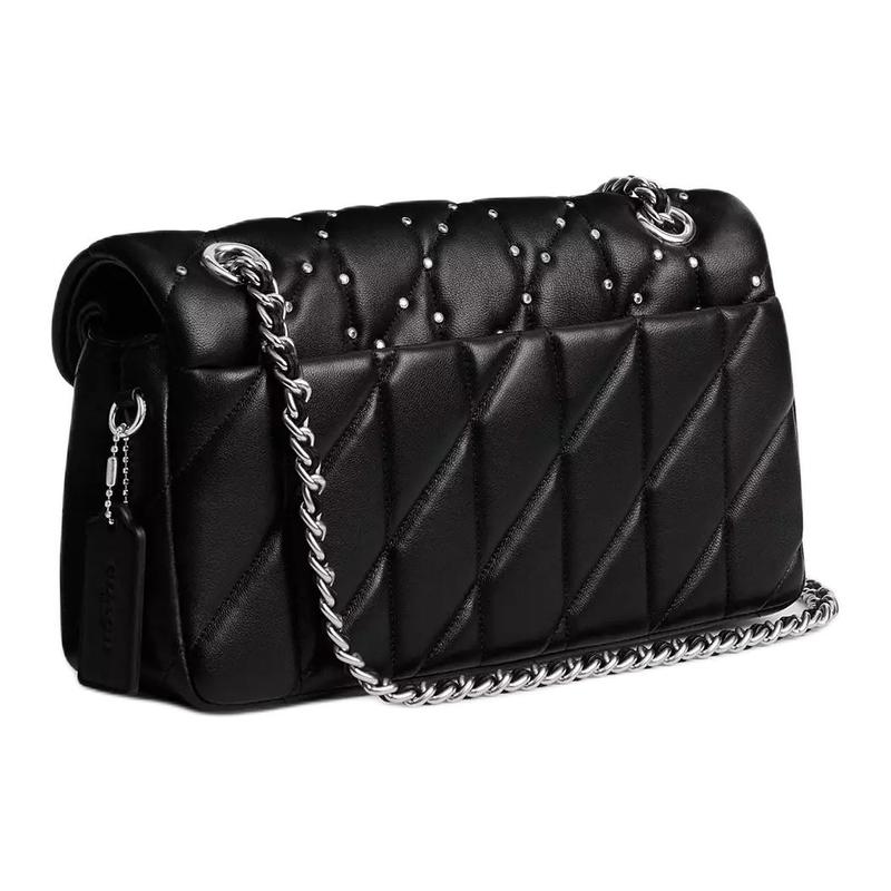 Coach Табби 26 Металлический Логотип Магнитная Застежка Наппа Кожаная Сумка на Плечо Сумка Кроссбоди Средняя Женская Черная