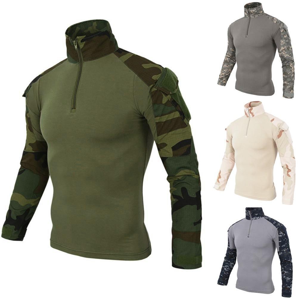 Мужская тактическая камуфляжная рубашка с длинными рукавами и мускулами, базовая однотонная блузка, футболка, топ