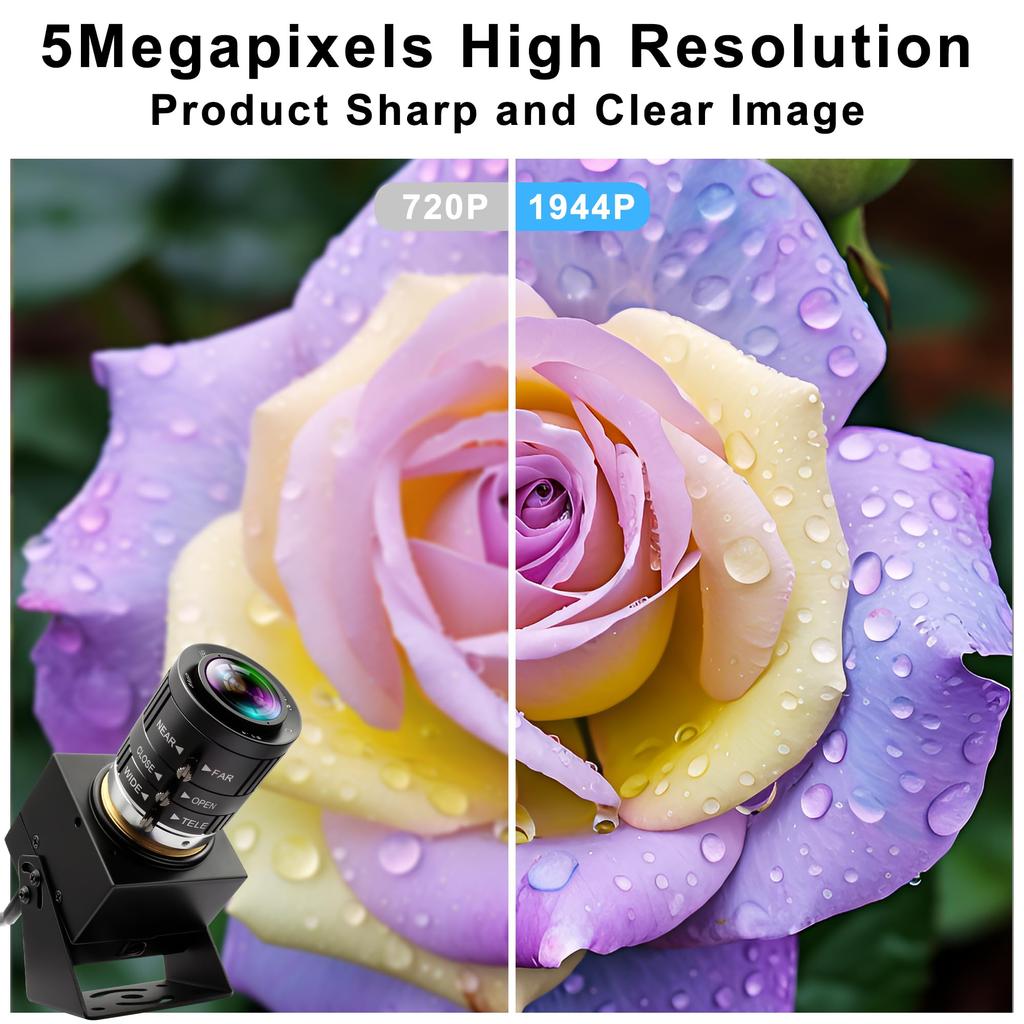 ELP USB Camera Global Shutter 1944P Webcam 50fps High Speed USB Camera 3x Manual Zoom Lens 5MP Webcam Computer Lightburn Motion Capture Face