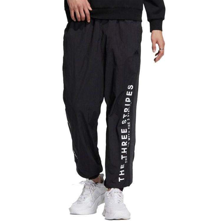 Adidas Полосатые повседневные брюки с буквенным принтом, унисекс, черные IA9422