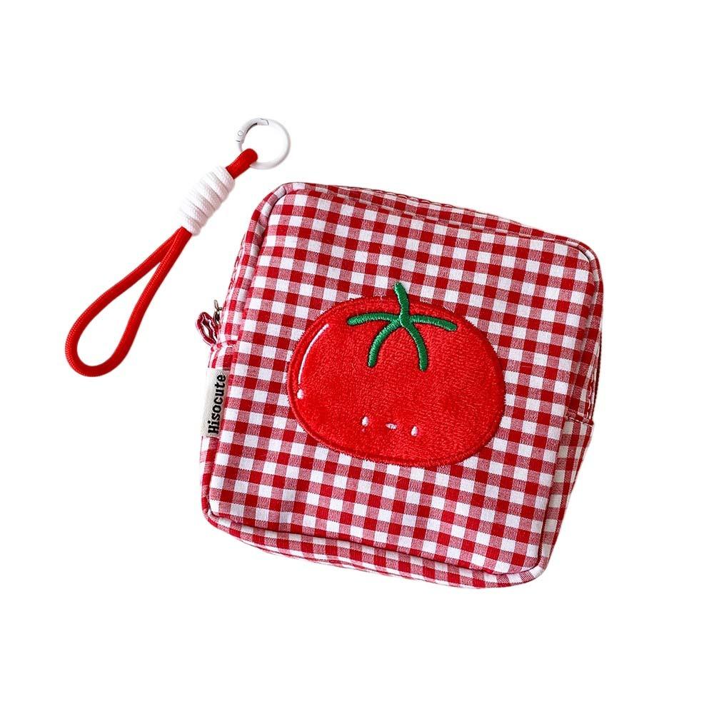 Cloth Checkered Fruit Plaid Stationery Bag Tomato Pen Bag Pencil Pouch Girl Kids Children