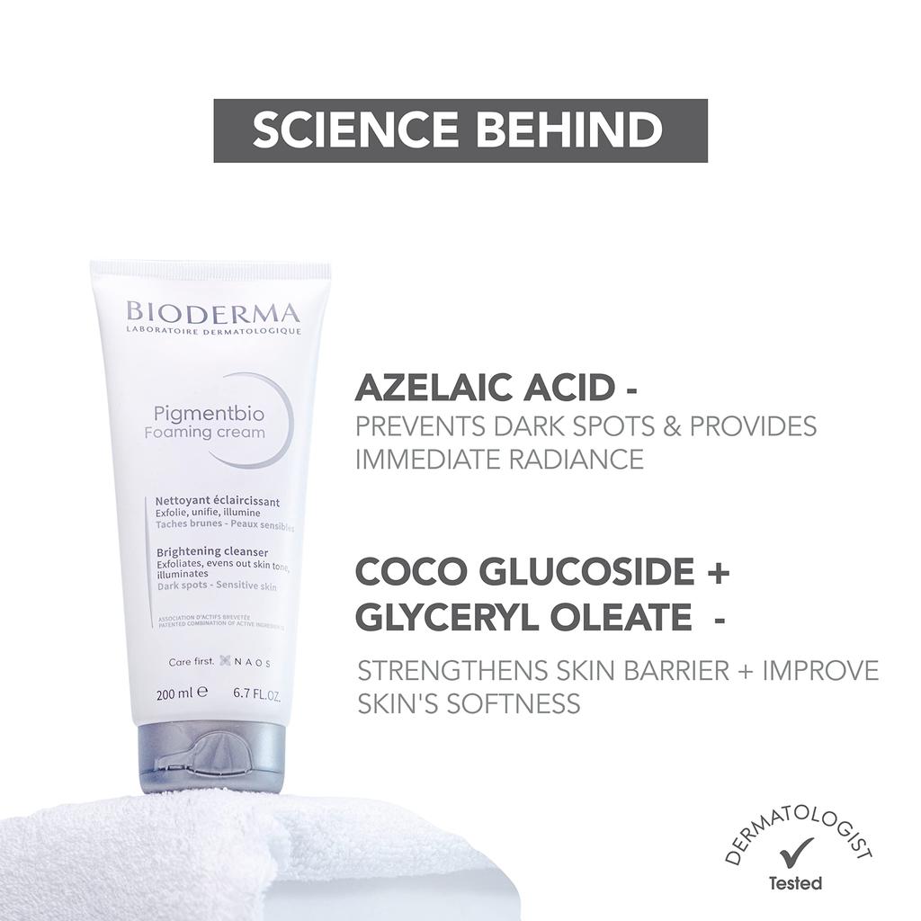 Bioderma Pigmenbio Очищающий скраб-пена White для тусклой кожи лица и тела, Питательный, Цветочный, Без искусственных этиловых или [Оригинальный] 200 мл, Кожа, (Скраб-очищающее средство,