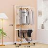 Simple Coat Rack Easy To Assemble Clothes Rack with Wheels PP Material Bedroom Storage Shelves Multi-layer Standing Furniture