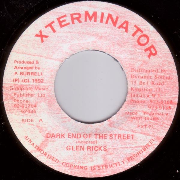 7-дюймовая пластинка GLEN RICKS Dark End Of The Street EXT71 Xterminator 1992 Ямайка Регги Ска Даб Б/у