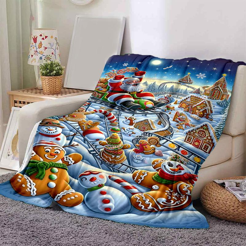1Pc Santa'S Winter Wonderland Blanket Soft And Comfortable Casual Warm Camping Travel Christmas Halloween Gift M921251