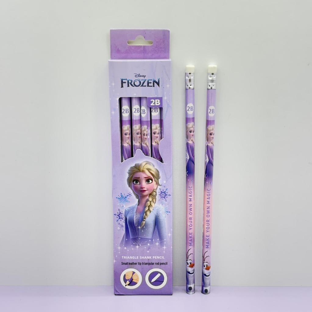 12-Piece Cartoon Triangular 2B Pencils with Eraser Head for Students