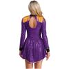 Women Circus Magician Cosplay Bodysuit Long Sleeve Sequins Fringe Epaulet Ringmaster Drummer Halloween Costume