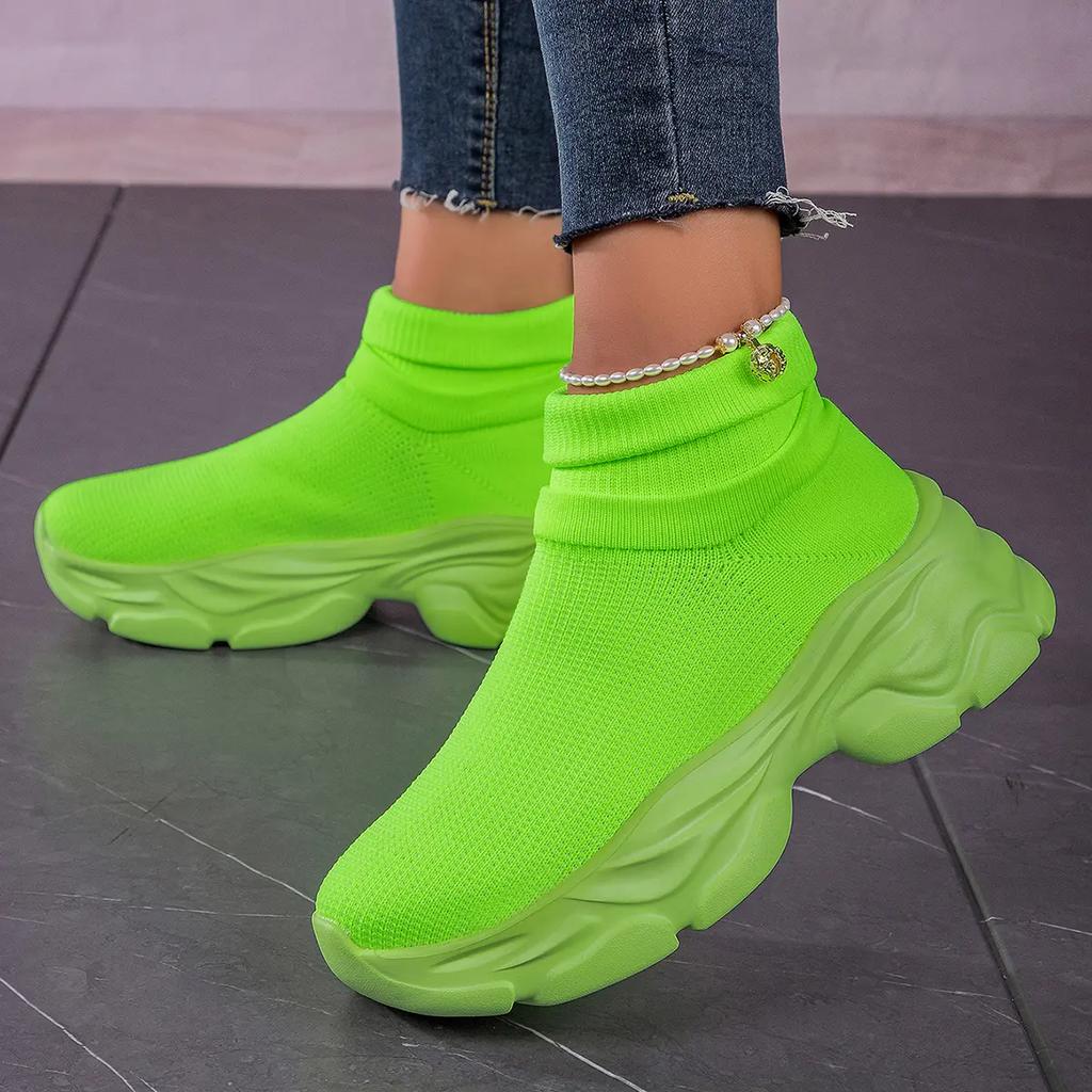 Кроссовки Женская обувь Женская спортивная обувьЭластичные носки обувь четыре сезона дышащие новые модные спортивные летающие вязаные носки женская обувь