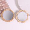 Шт. Простое деревянное переносное зеркало, мини-маленькое зеркало для макияжа, женское ручное зеркало для макияжа, маленькие круглые зеркала