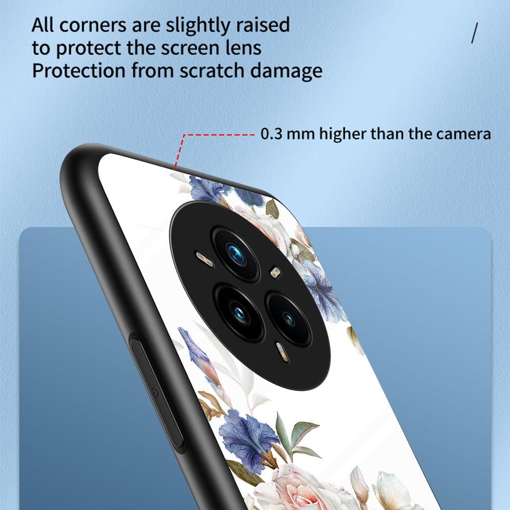 Для Realme 14 Pro+ 5G Чехол Цветочный узор ТПУ+Закаленное стекло Защитная крышка для телефона