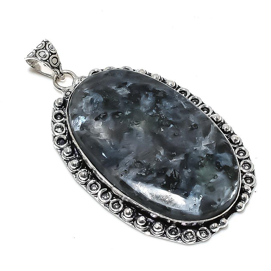 Подарочный кулон из стерлингового серебра 925 пробы с натуральным камнем Ларвикит 2,56 дюйма P3Z86