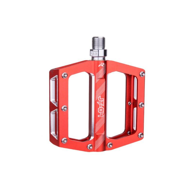 Aluminum Bicycle Pedals With Chromoly Steel Axle Mountain Road Bikes JT04 Black Red